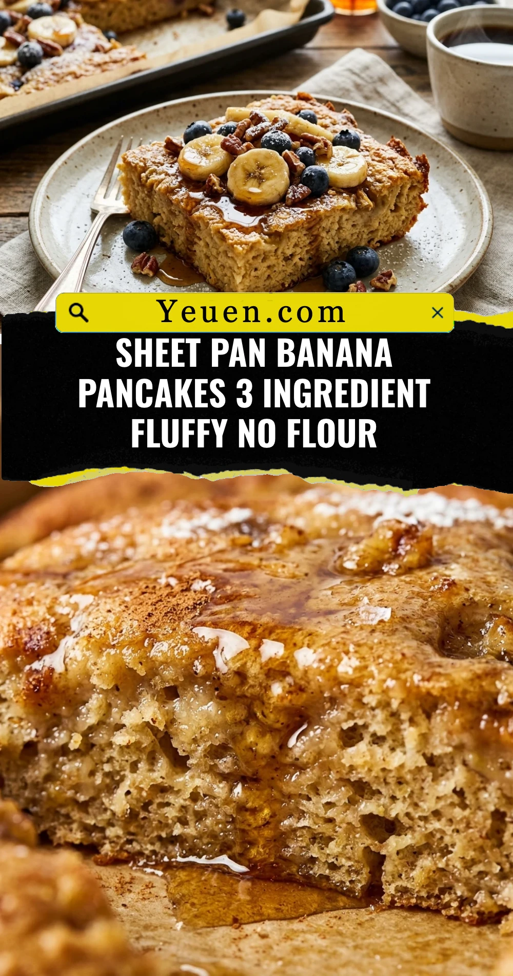 Sheet Pan Banana Pancakes 3 Ingredient Fluffy No Flour