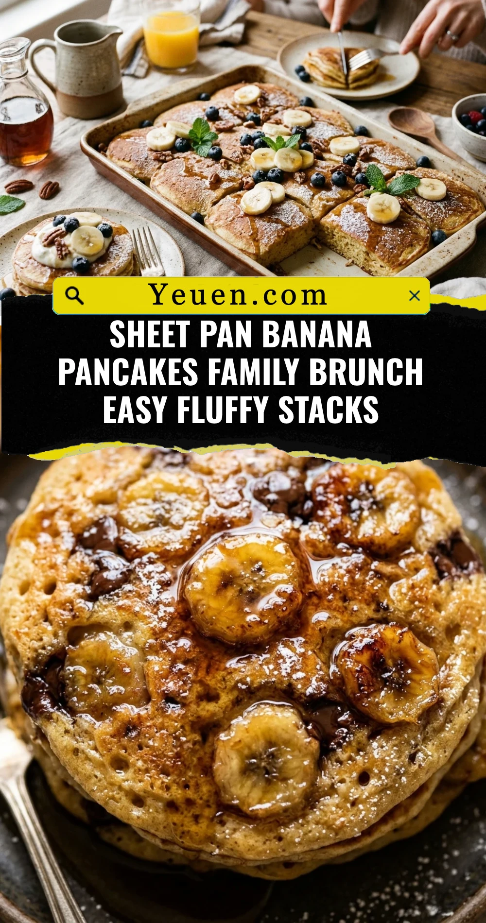 Sheet Pan Banana Pancakes Family Brunch Easy Fluffy Stacks