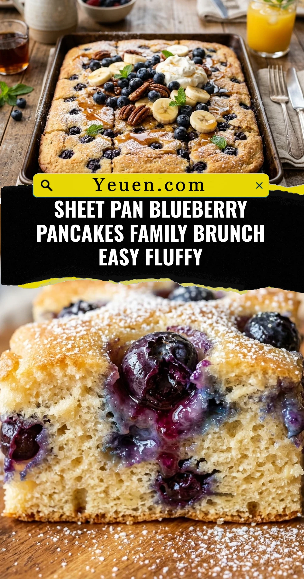 Sheet Pan Blueberry Pancakes Family Brunch Easy Fluffy