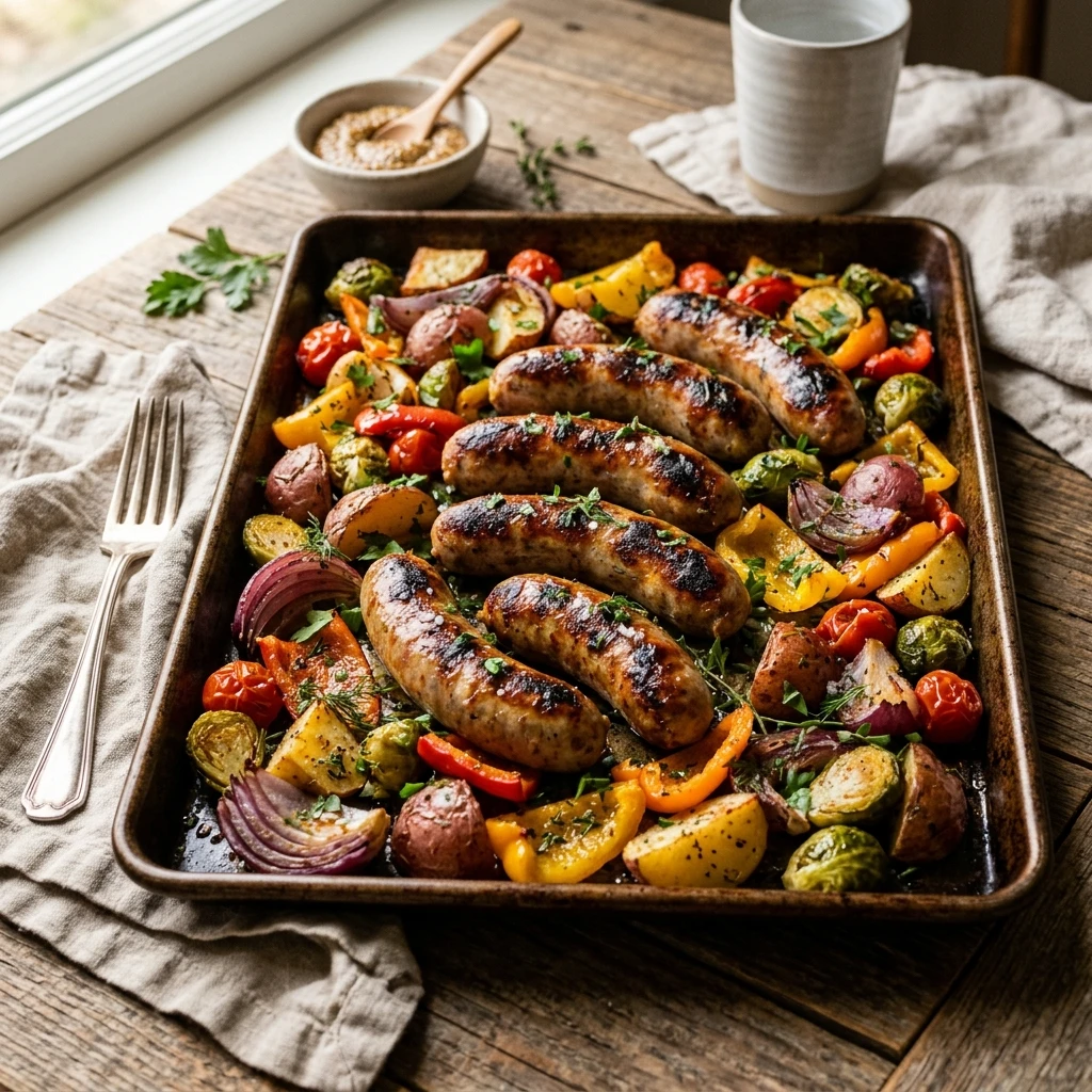 Sheet Pan Bratwurst Dinner One Pan Easy 20 Min Family