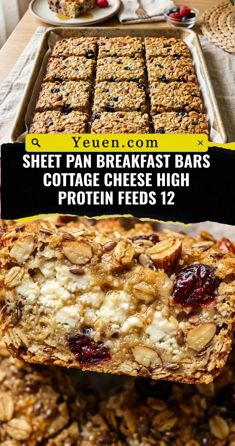 Sheet Pan Breakfast Bars Cottage Cheese High Protein Feeds 12
