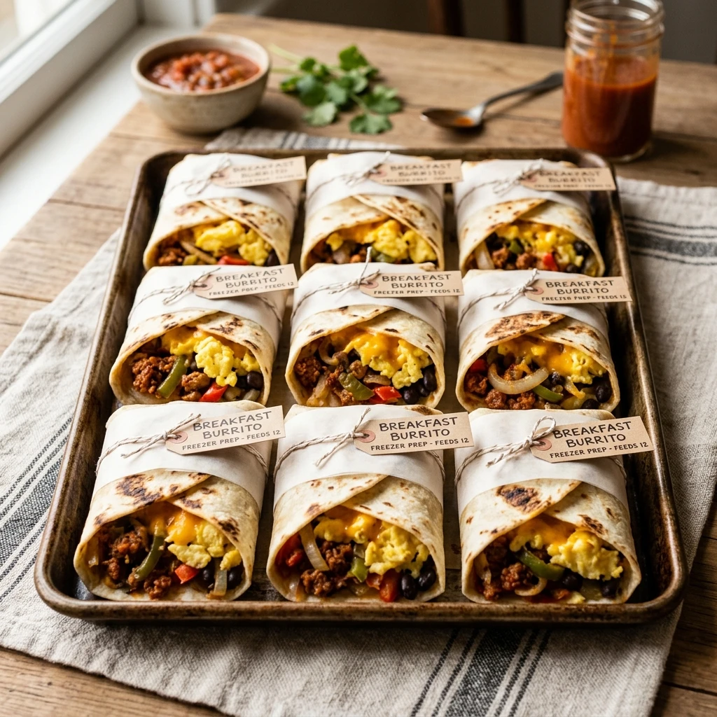 Sheet Pan Breakfast Burritos Freezer Meal Prep Feeds 12