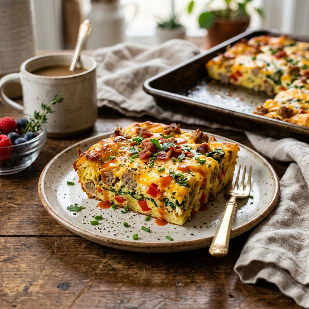 Sheet Pan Breakfast Casserole Dump And Bake Feeds 12
