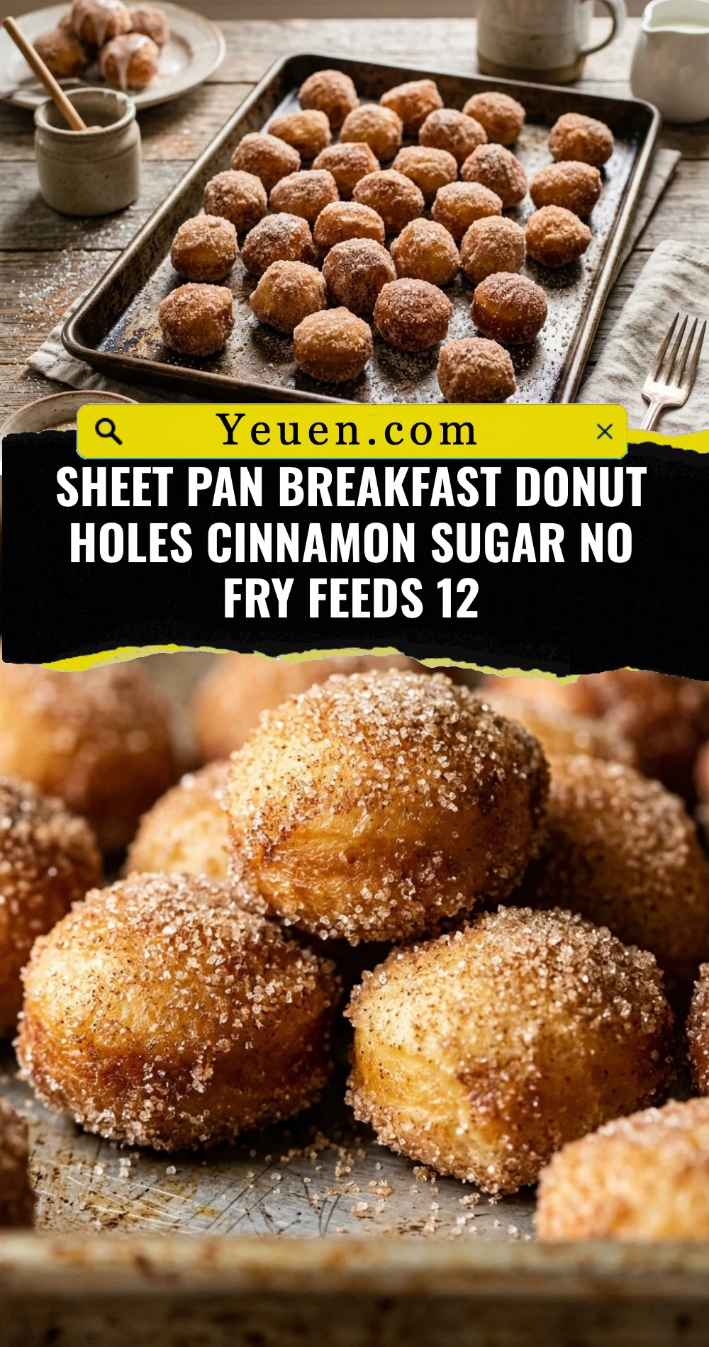 Sheet Pan Breakfast Donut Holes Cinnamon Sugar No Fry Feeds 12