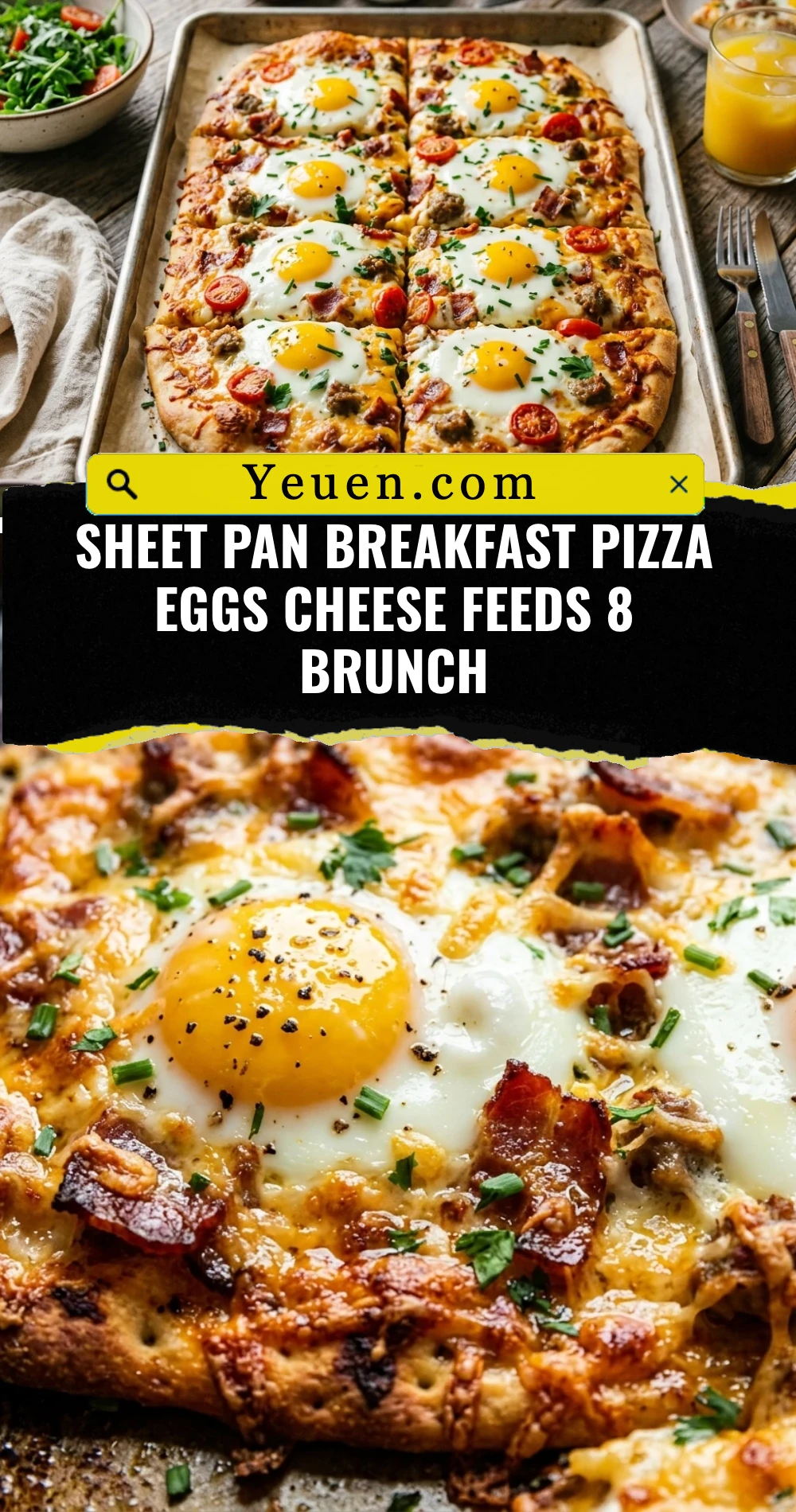 Sheet Pan Breakfast Pizza Eggs Cheese Feeds 8 Brunch