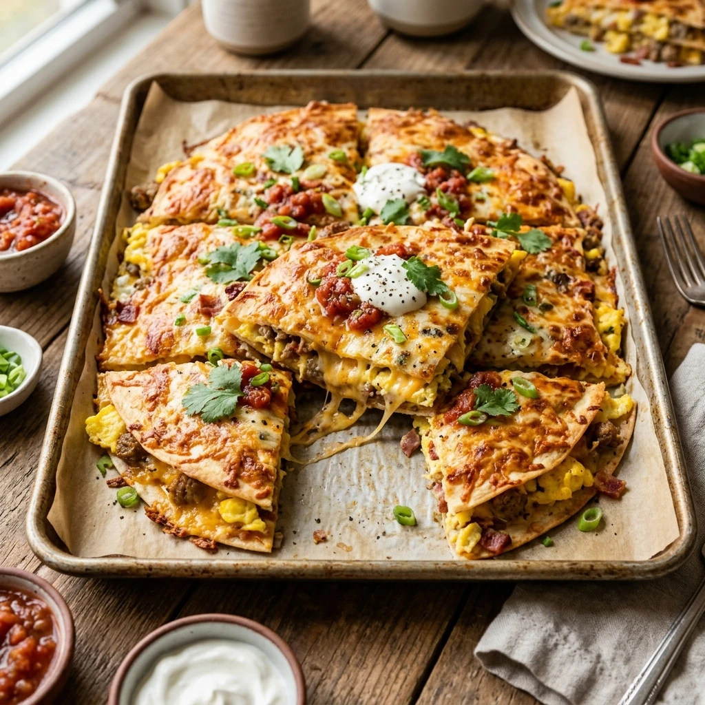 Sheet Pan Breakfast Quesadilla Cheesy Feeds 8 Kids Love