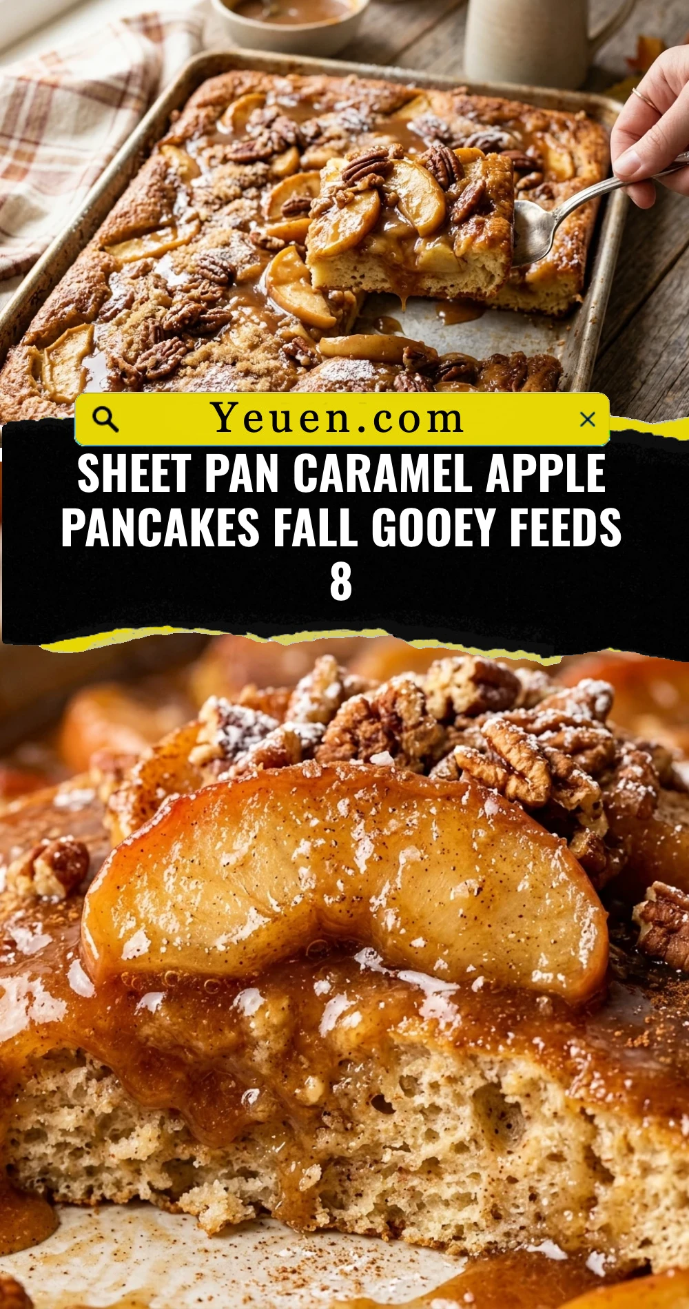Sheet Pan Caramel Apple Pancakes Fall Gooey Feeds 8
