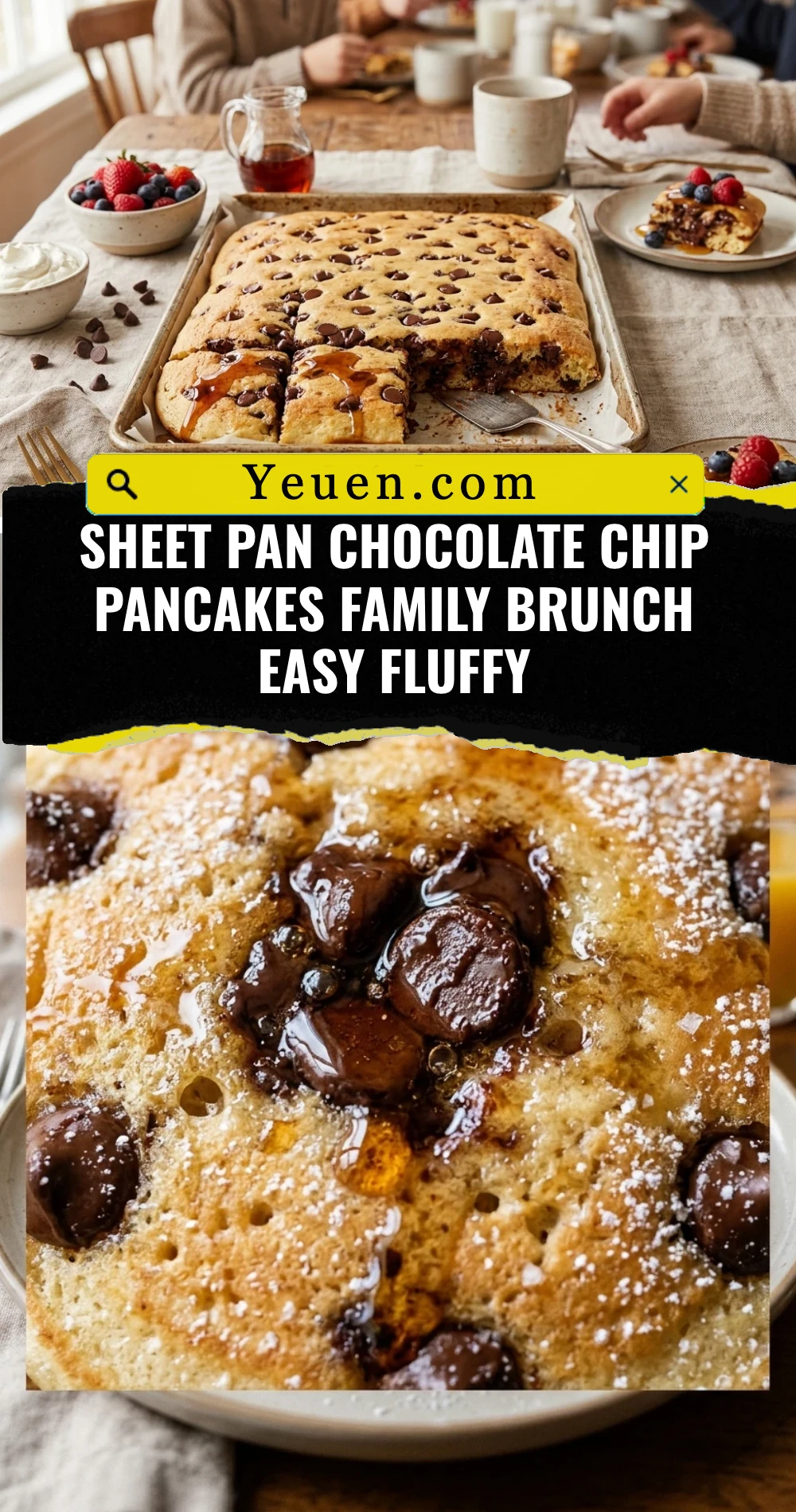 Sheet Pan Chocolate Chip Pancakes Family Brunch Easy Fluffy