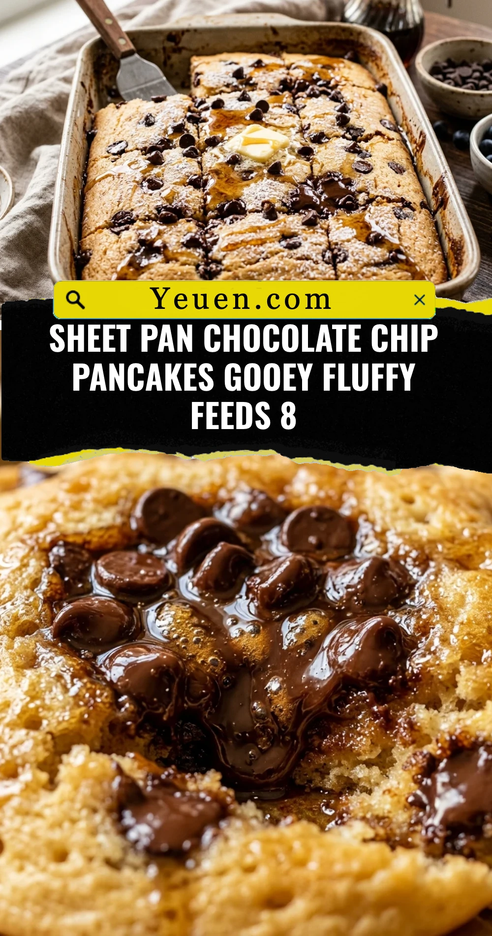 Sheet Pan Chocolate Chip Pancakes Gooey Fluffy Feeds 8