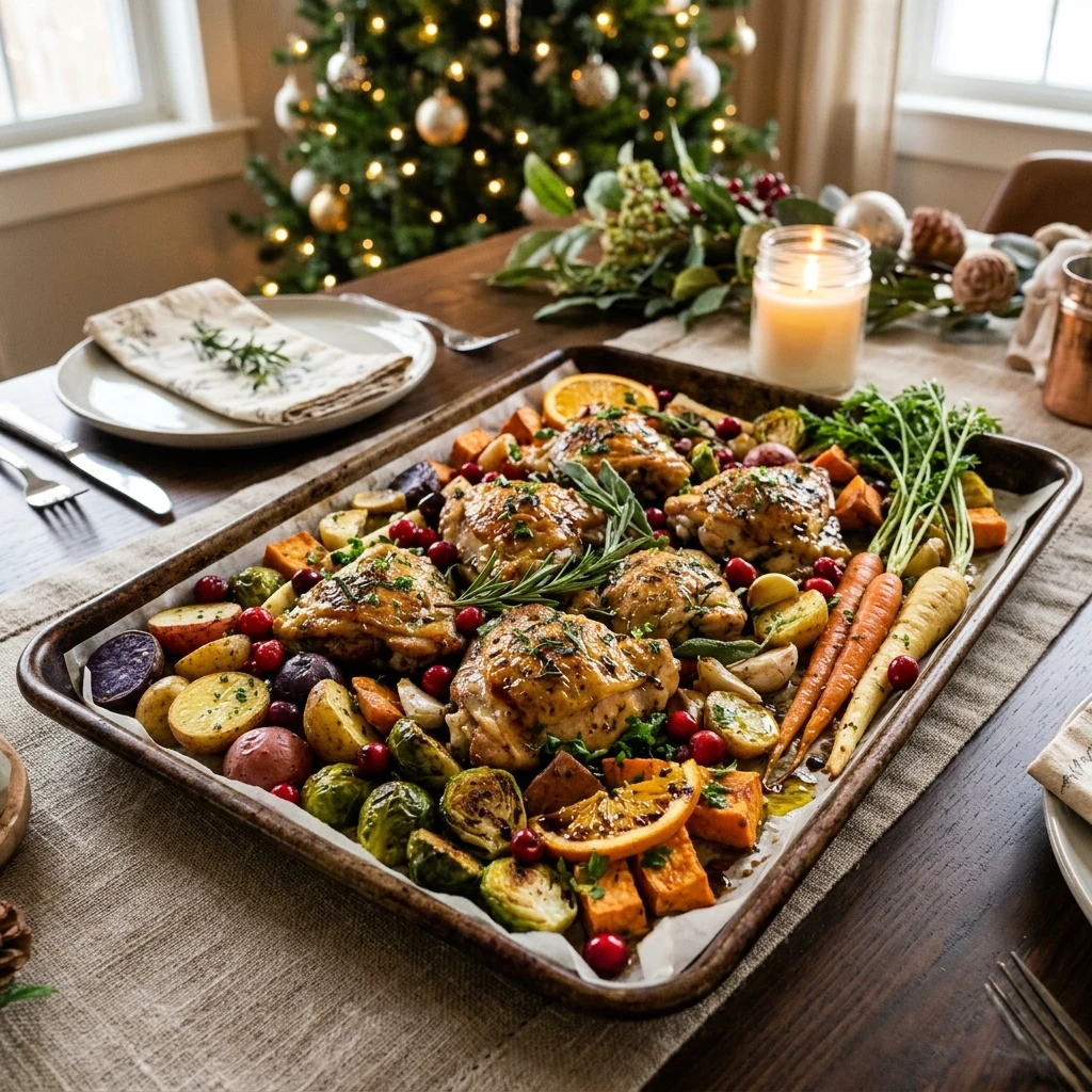 Sheet Pan Christmas Chicken And Veggies Easy One Pan Family Cozy