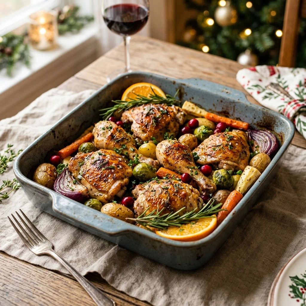 Sheet Pan Christmas Chicken Dinner One Pan Easy Family Cozy Make Ahead