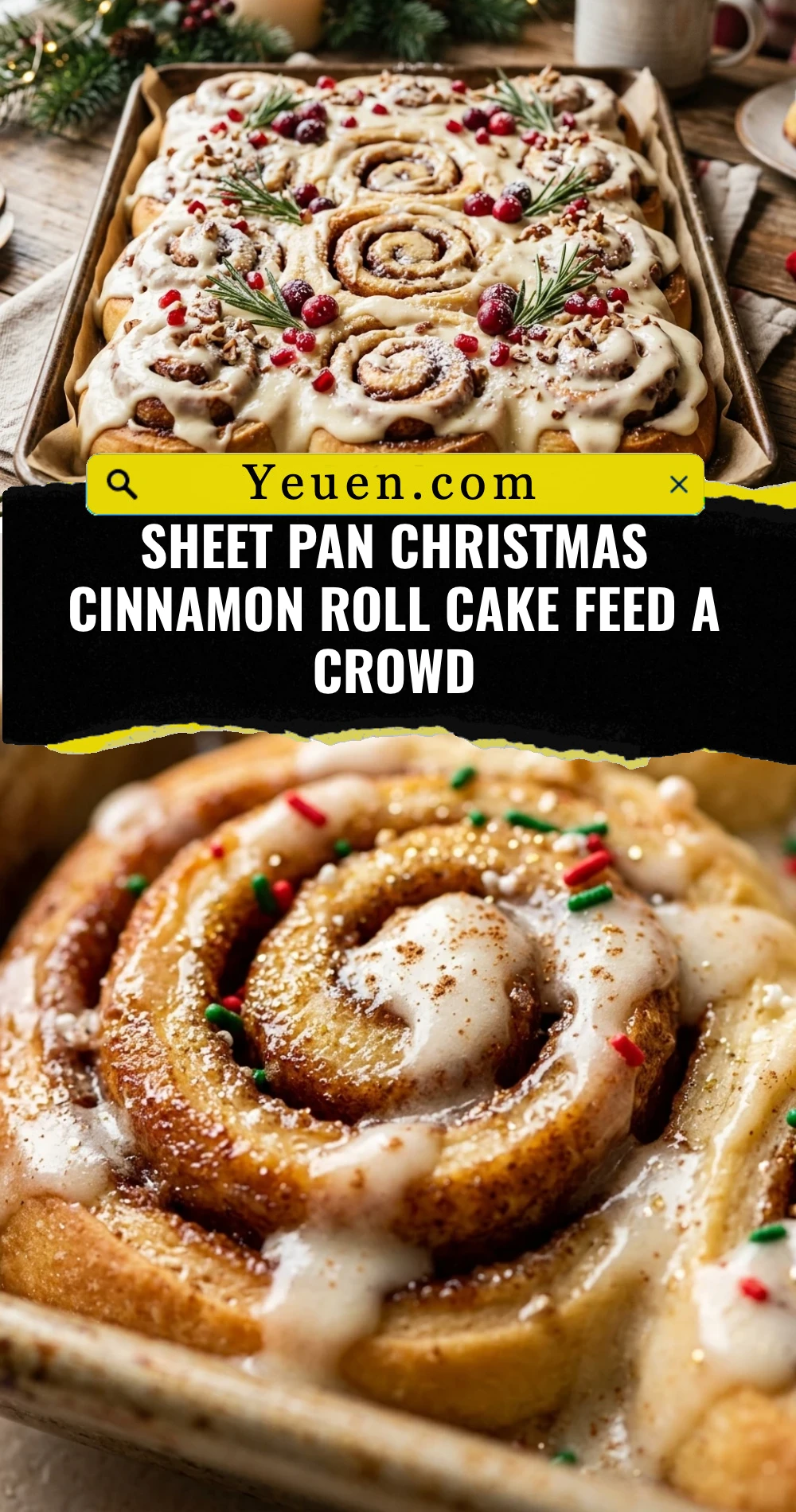 Sheet Pan Christmas Cinnamon Roll Cake Feed A Crowd