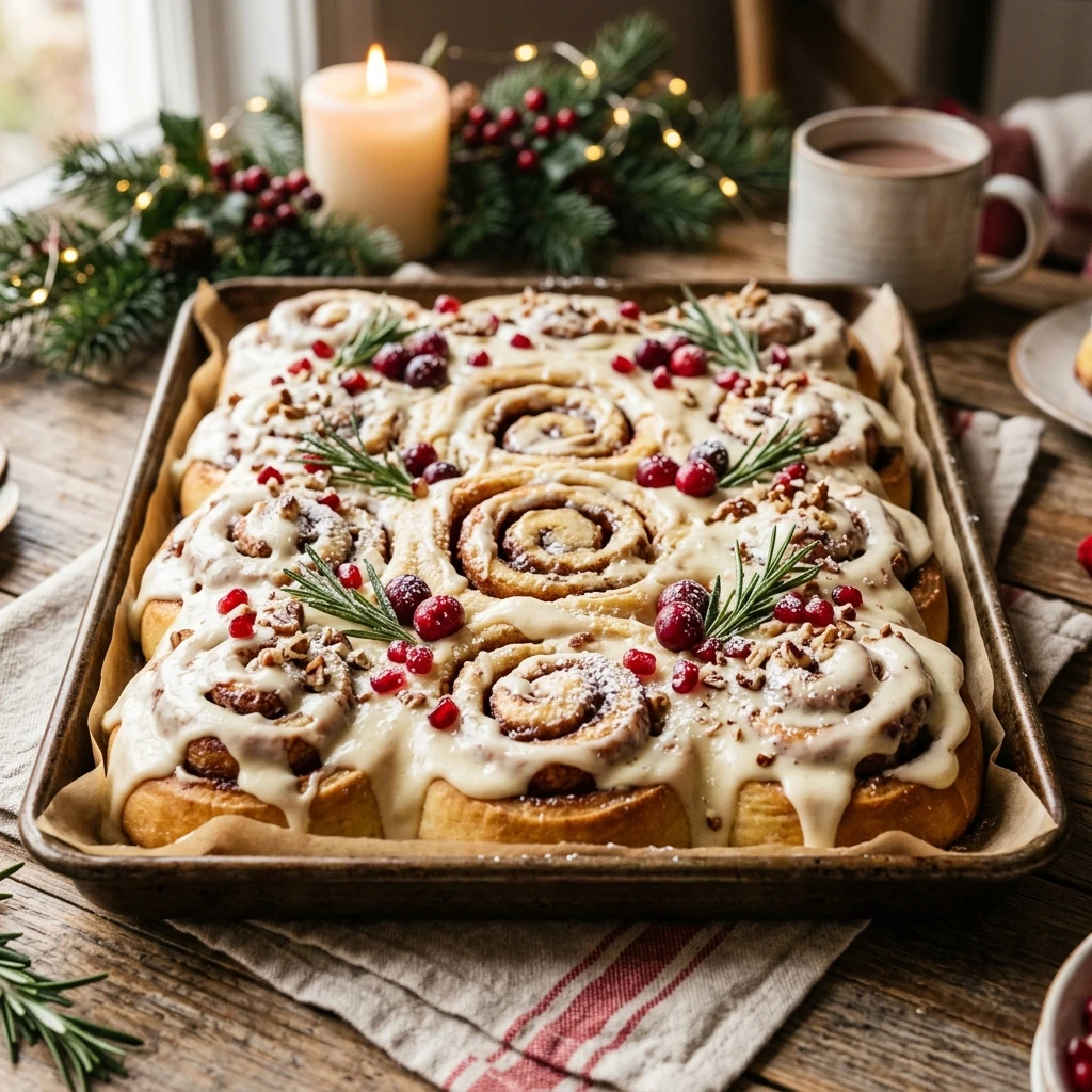 Sheet Pan Christmas Cinnamon Roll Cake Feed A Crowd