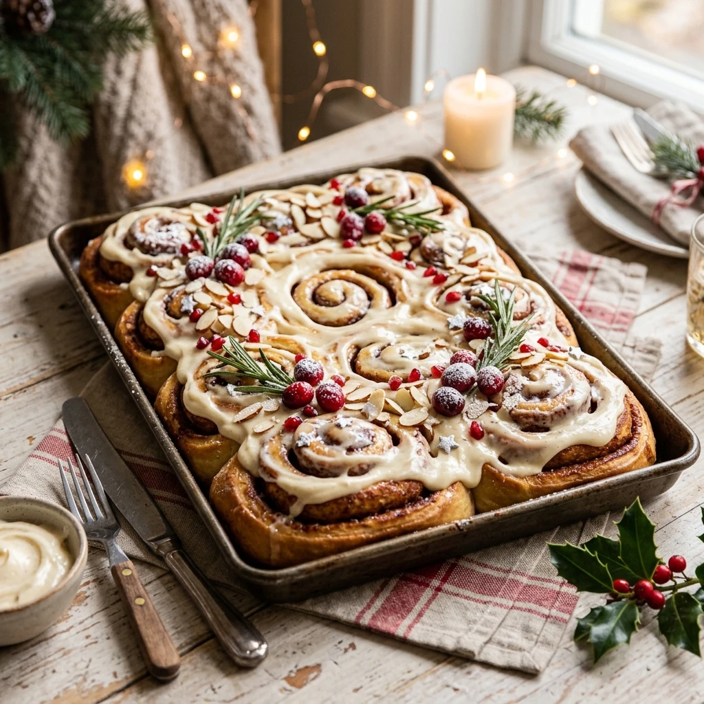 Sheet Pan Christmas Cinnamon Roll Cake Feed A Crowd