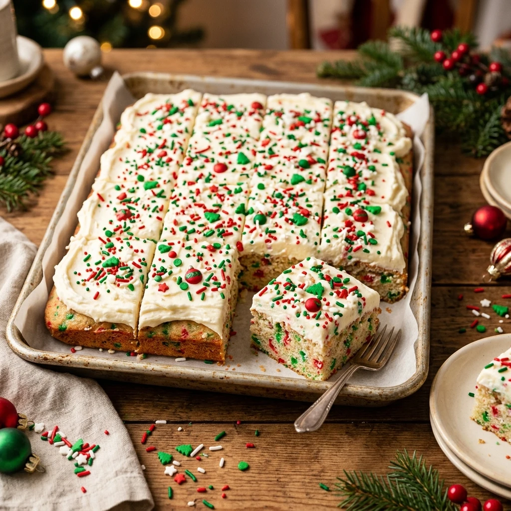 Sheet Pan Christmas Funfetti Cake Feed A Crowd
