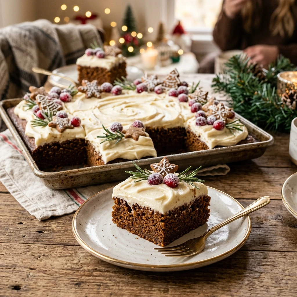 Sheet Pan Christmas Gingerbread Cake Feed A Crowd