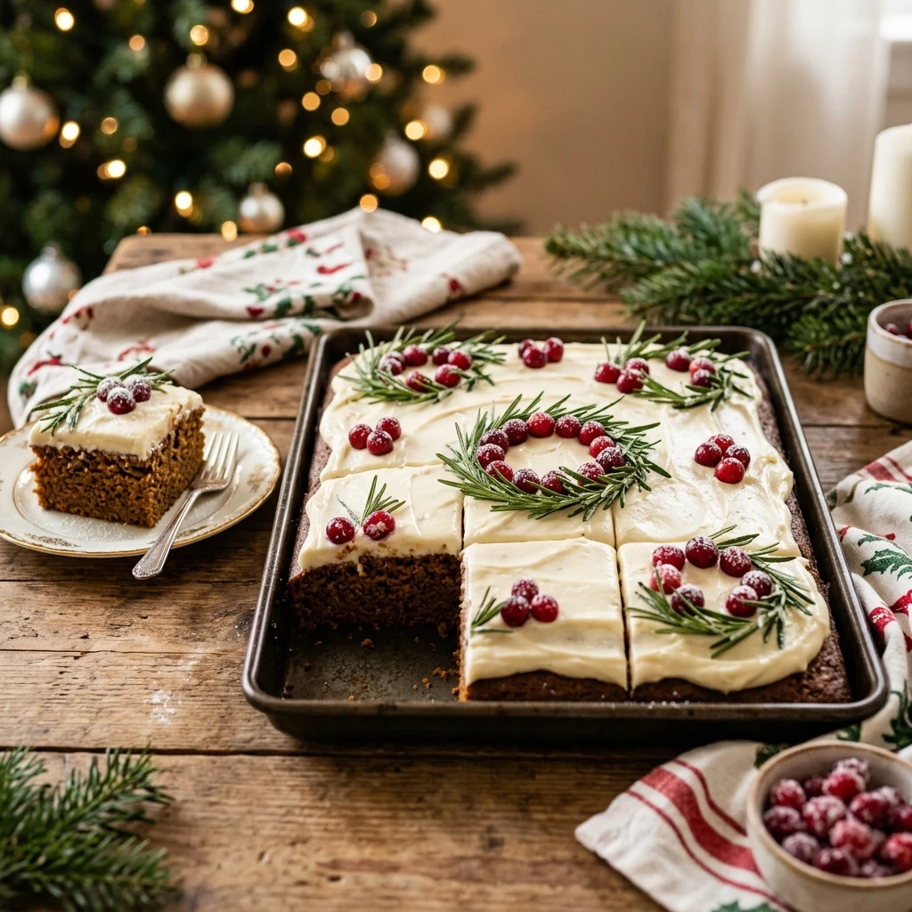 Sheet Pan Christmas Gingerbread Cake Feed A Crowd