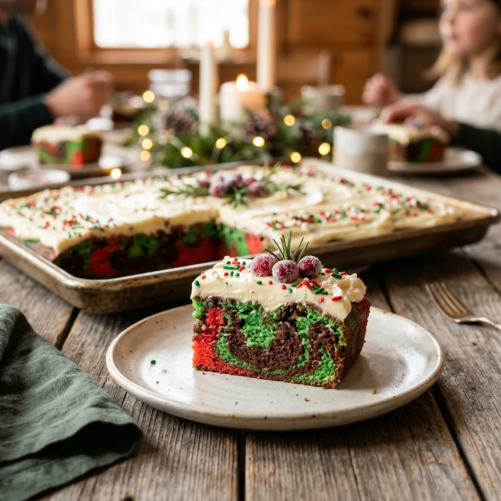 Sheet Pan Christmas Marble Cake Feed A Crowd