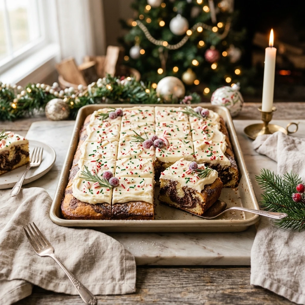 Sheet Pan Christmas Marble Cake Feed A Crowd