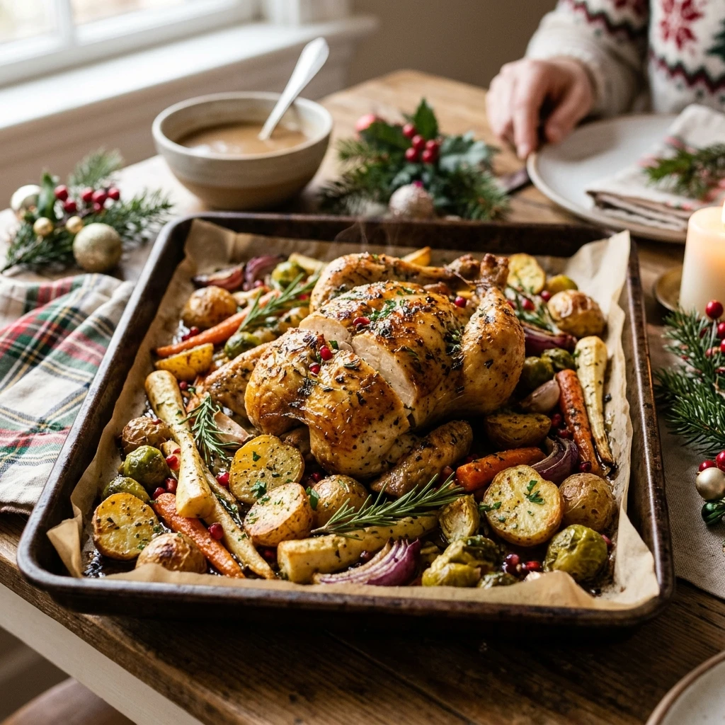 Sheet Pan Christmas Roast And Potatoes Easy One Pan Cozy Family
