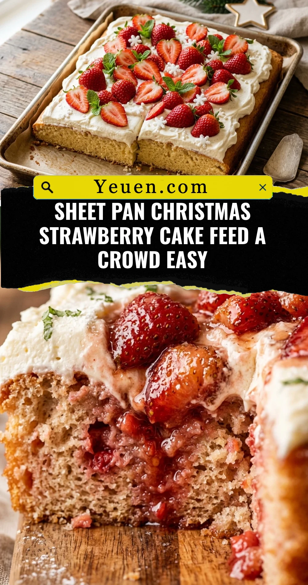 Sheet Pan Christmas Strawberry Cake Feed A Crowd Easy