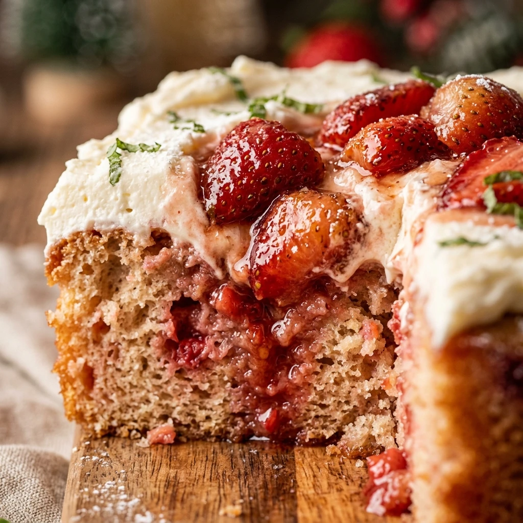 Sheet Pan Christmas Strawberry Cake Feed A Crowd Easy