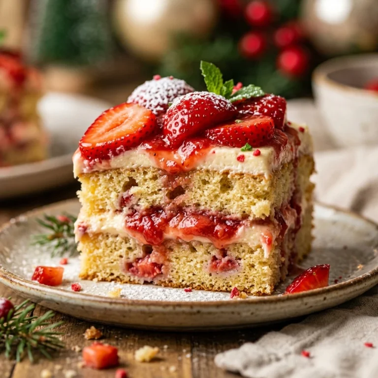 Sheet Pan Christmas Strawberry Cake Feed A Crowd Easy