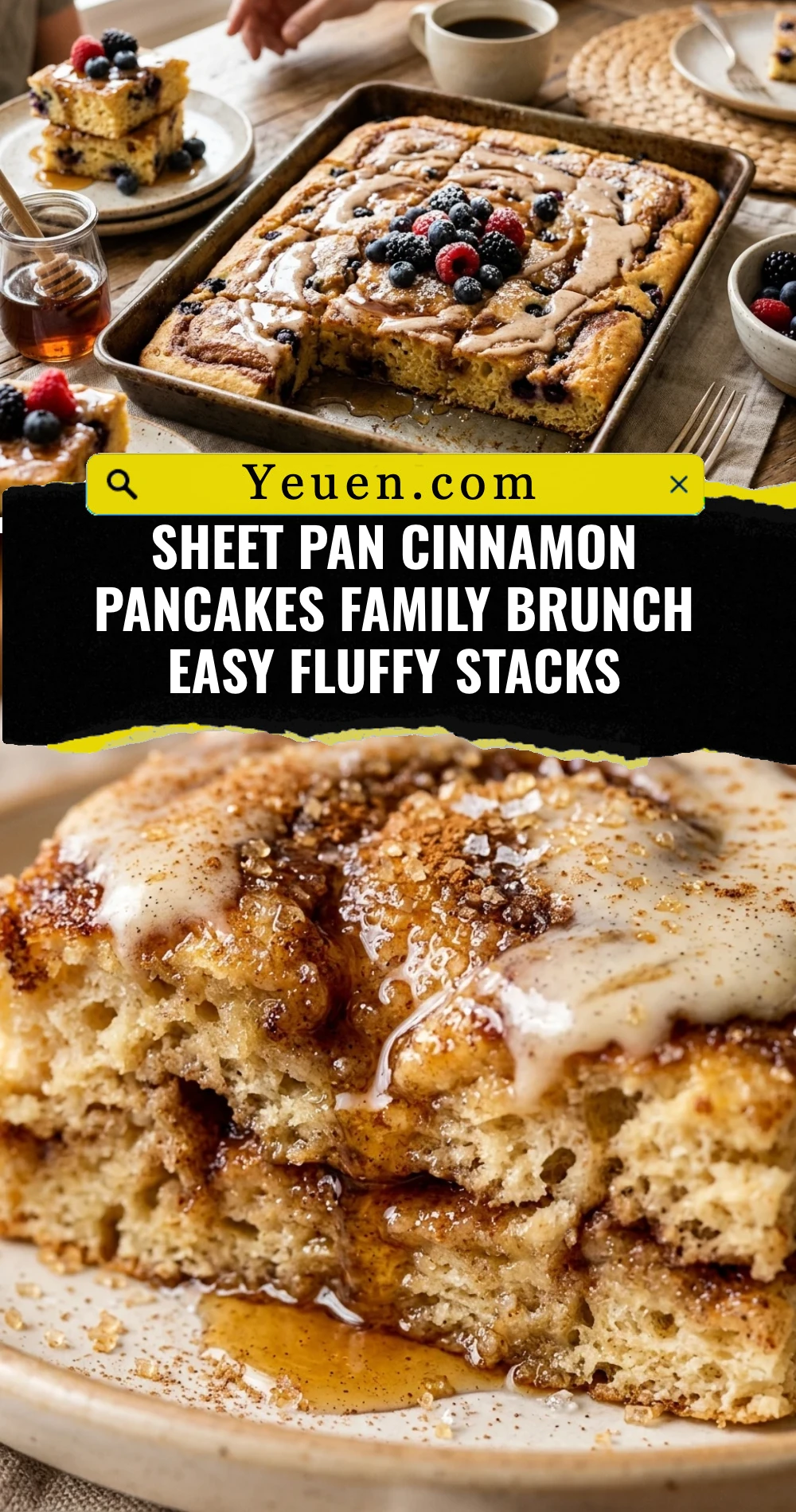 Sheet Pan Cinnamon Pancakes Family Brunch Easy Fluffy Stacks
