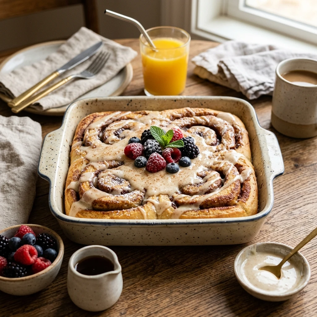 Sheet Pan Cinnamon Roll Pancakes Family Brunch Easy Fluffy
