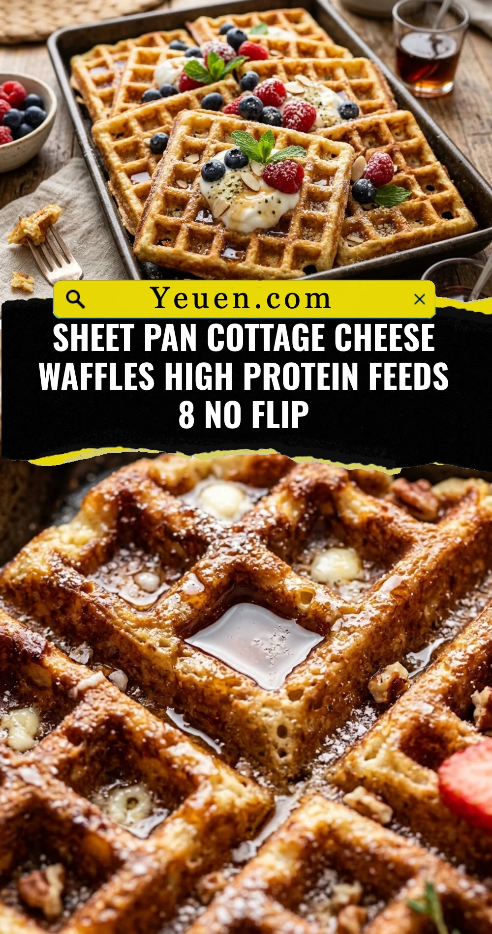 Sheet Pan Cottage Cheese Waffles High Protein Feeds 8 No Flip