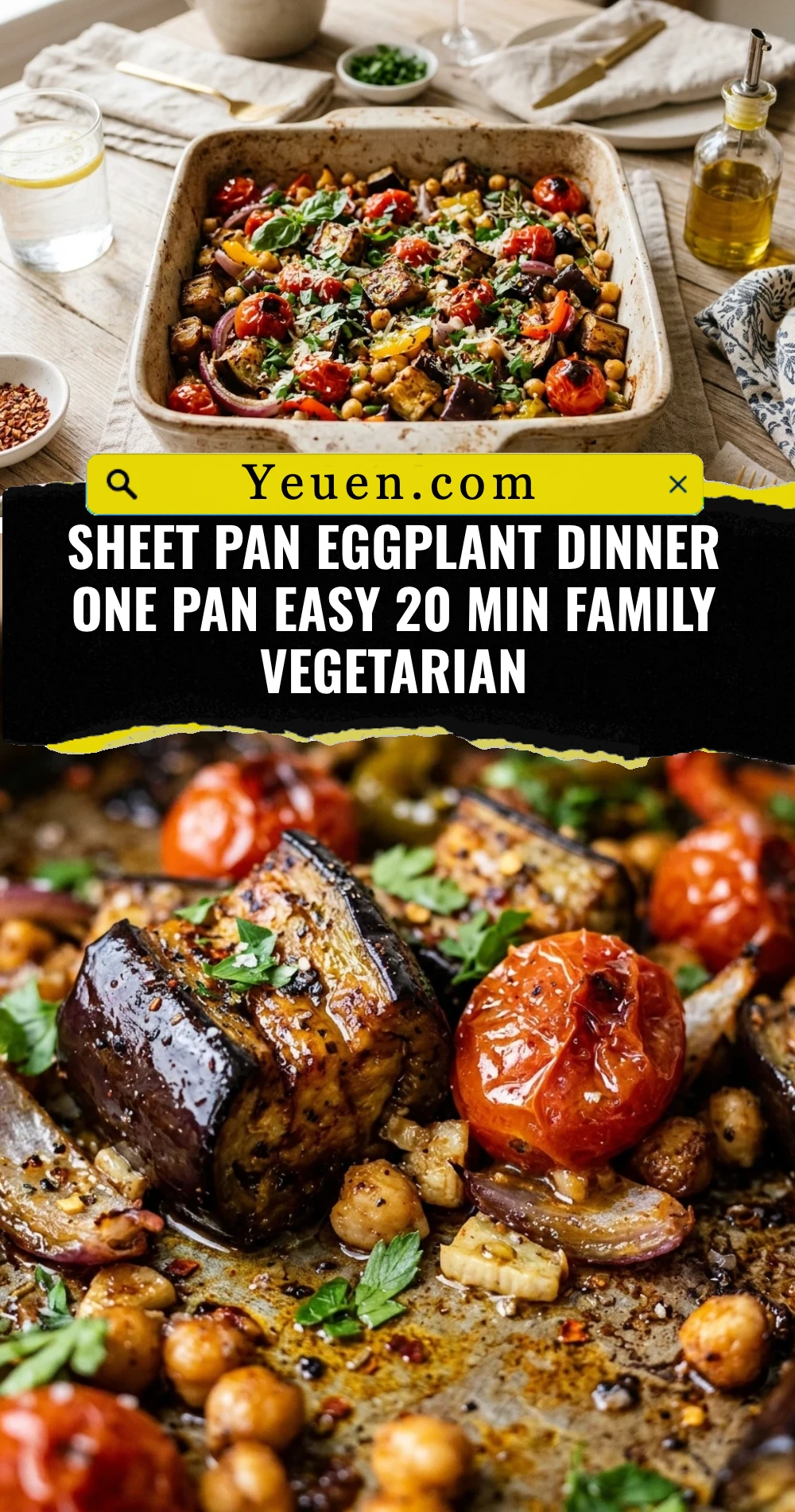 Sheet Pan Eggplant Dinner One Pan Easy 20 Min Family Vegetarian