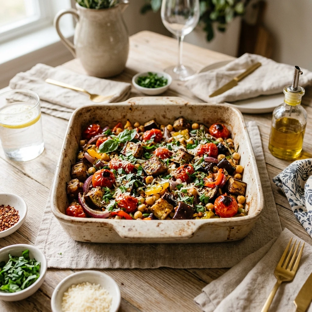 Sheet Pan Eggplant Dinner One Pan Easy 20 Min Family Vegetarian