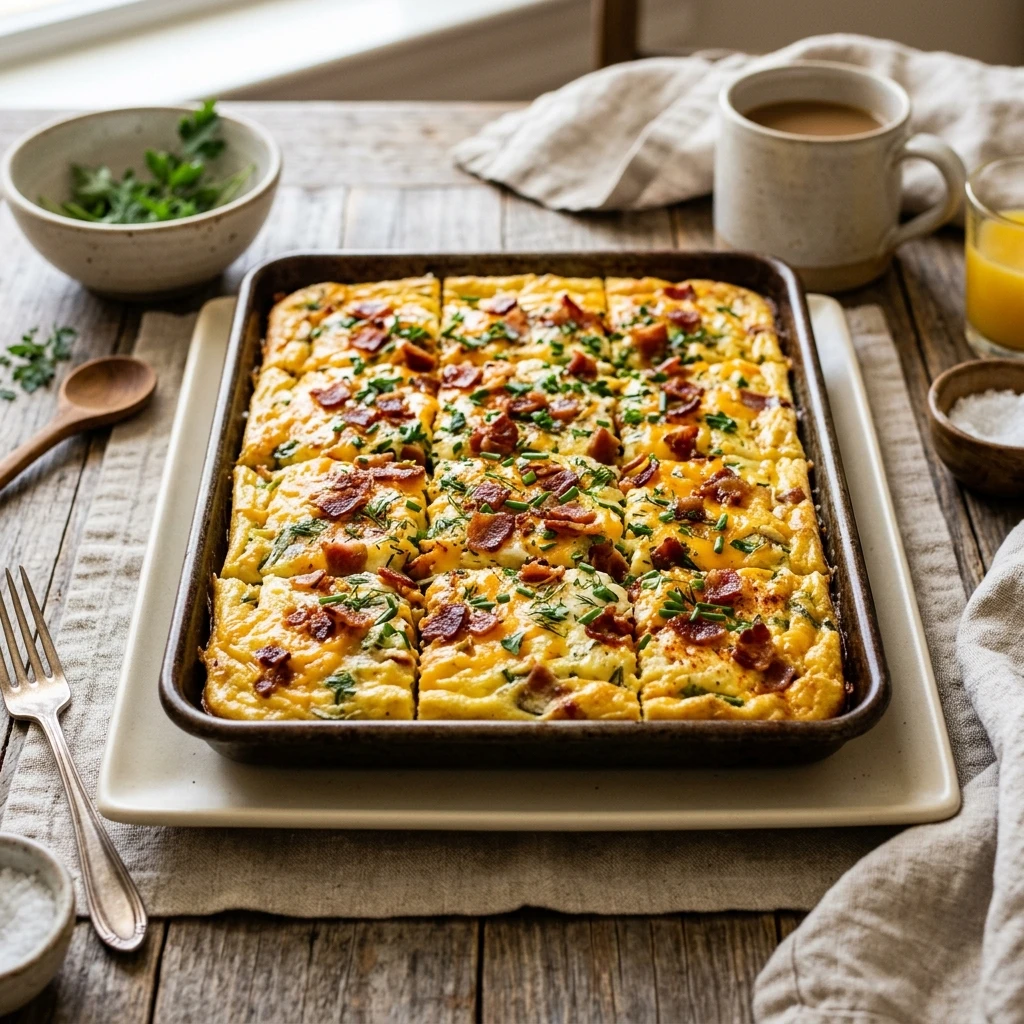 Sheet Pan Eggs Fluffy Feeds 12 No Flip Breakfast