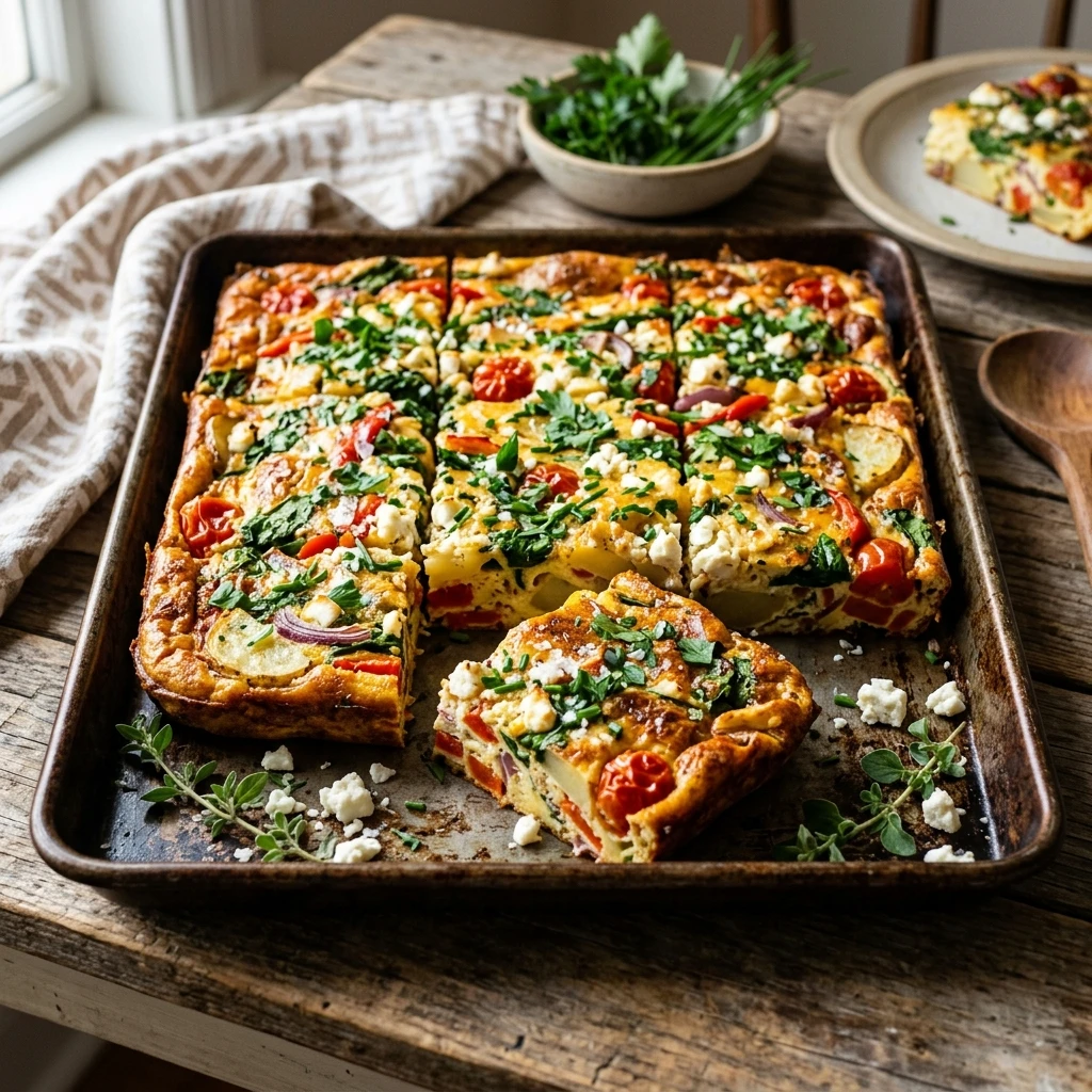 Sheet Pan Frittata Fluffy One Pan No Flip Feeds 8 Healthy