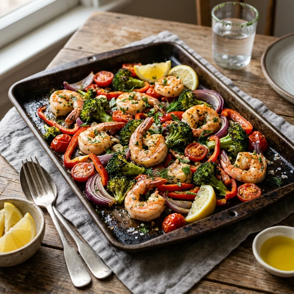 Sheet Pan Garlic Shrimp Dinner One Pan Easy 20 Min Family