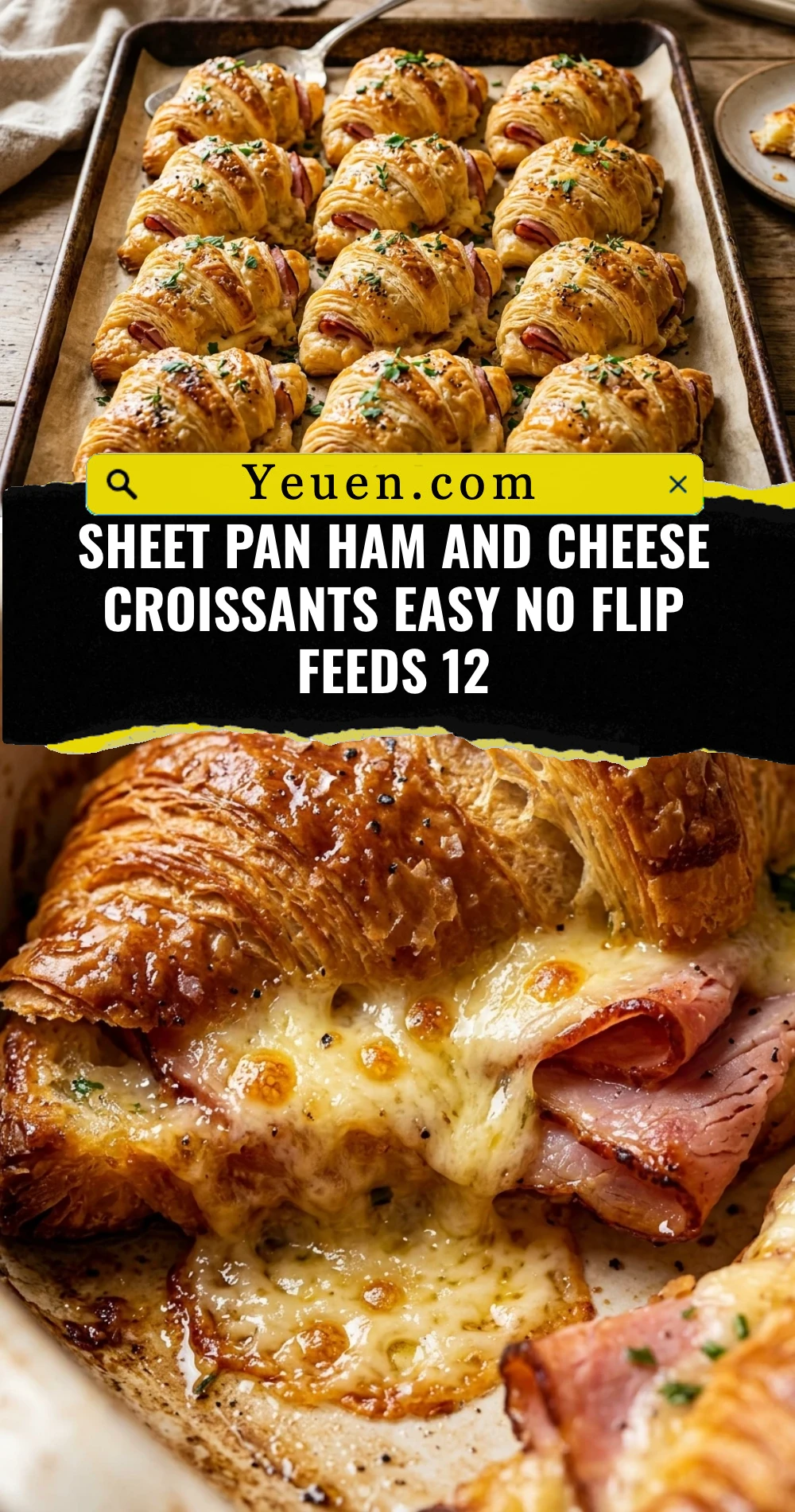 Sheet Pan Ham And Cheese Croissants Easy No Flip Feeds 12