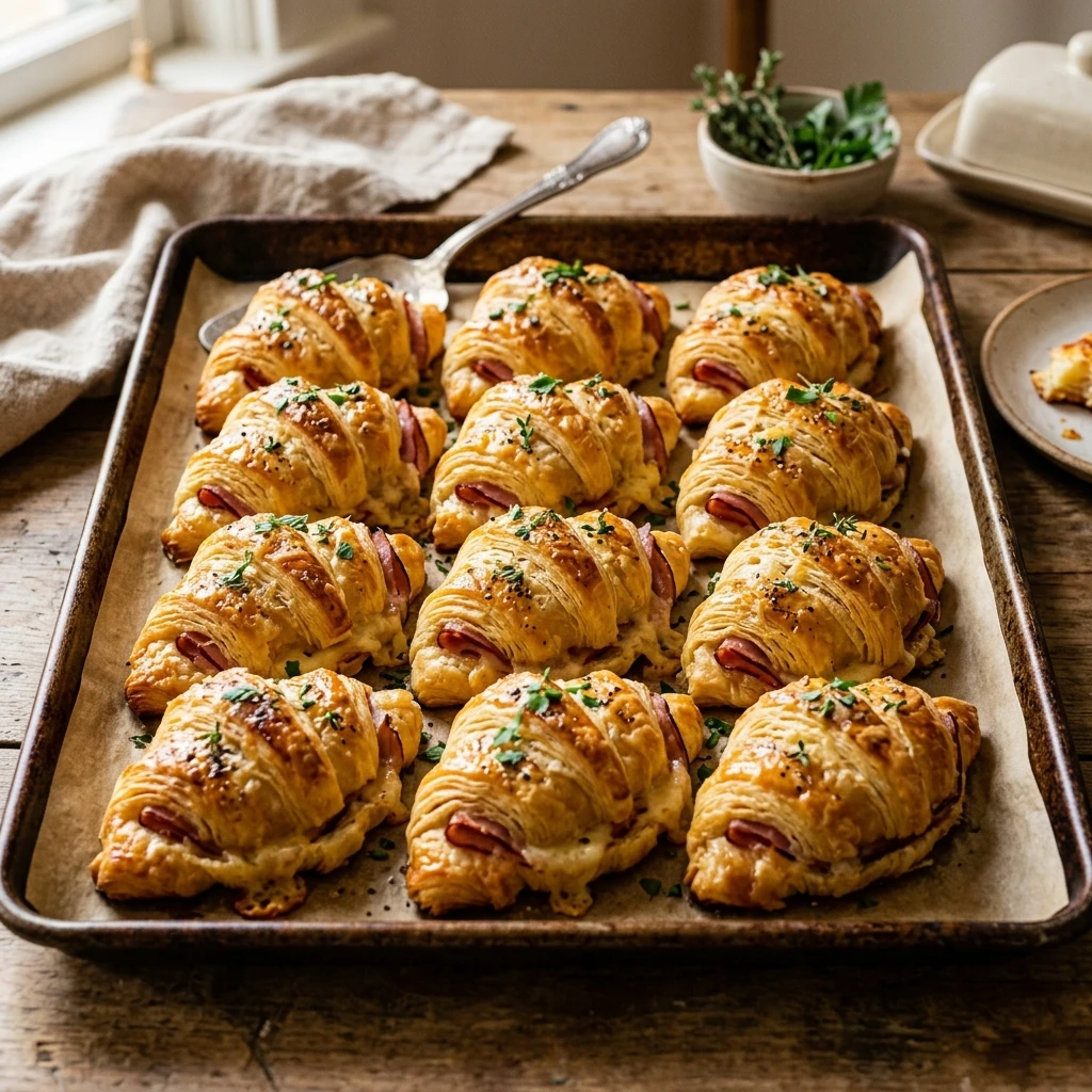Sheet Pan Ham And Cheese Croissants Easy No Flip Feeds 12