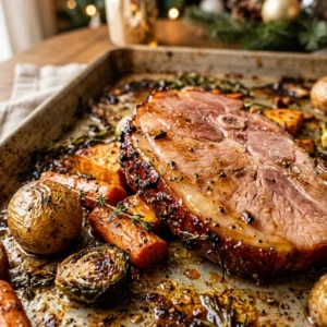 Sheet Pan Honey Glazed Ham And Veggies Easy Christmas Cozy Family