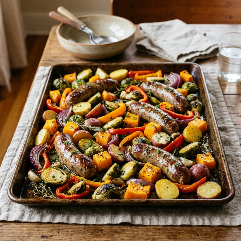 Sheet Pan Italian Sausage Winter Vegetables Easy One Pan Cozy Family