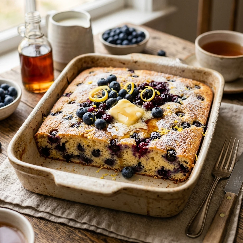 Sheet Pan Lemon Blueberry Pancakes Fluffy Zesty Feeds 8