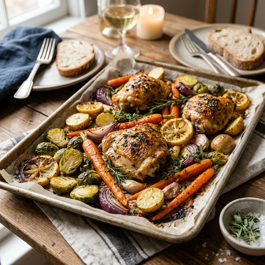 Sheet Pan Lemon Herb Chicken Winter Easy One Pan Family Cozy