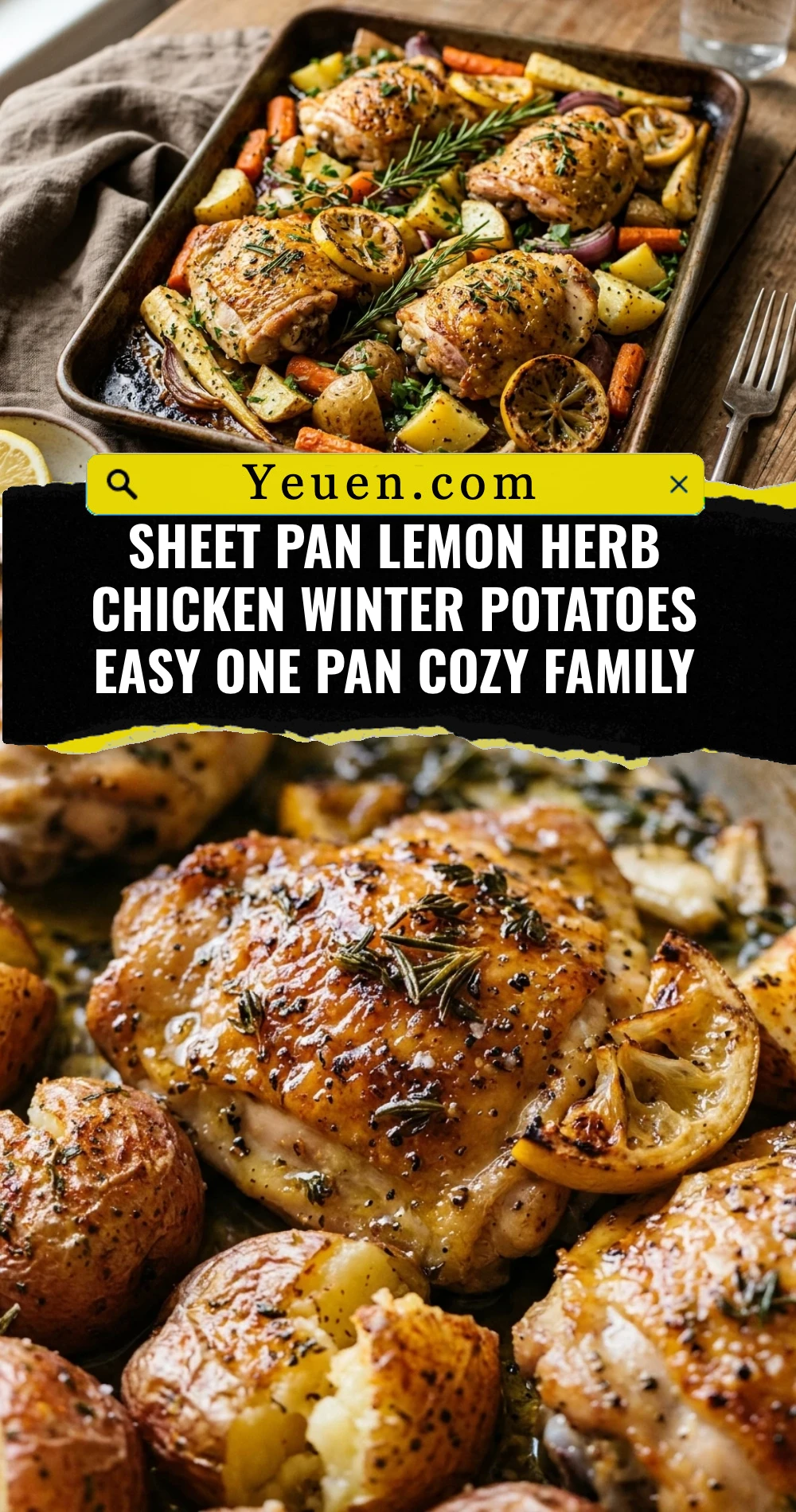 Sheet Pan Lemon Herb Chicken Winter Potatoes Easy One Pan Cozy Family