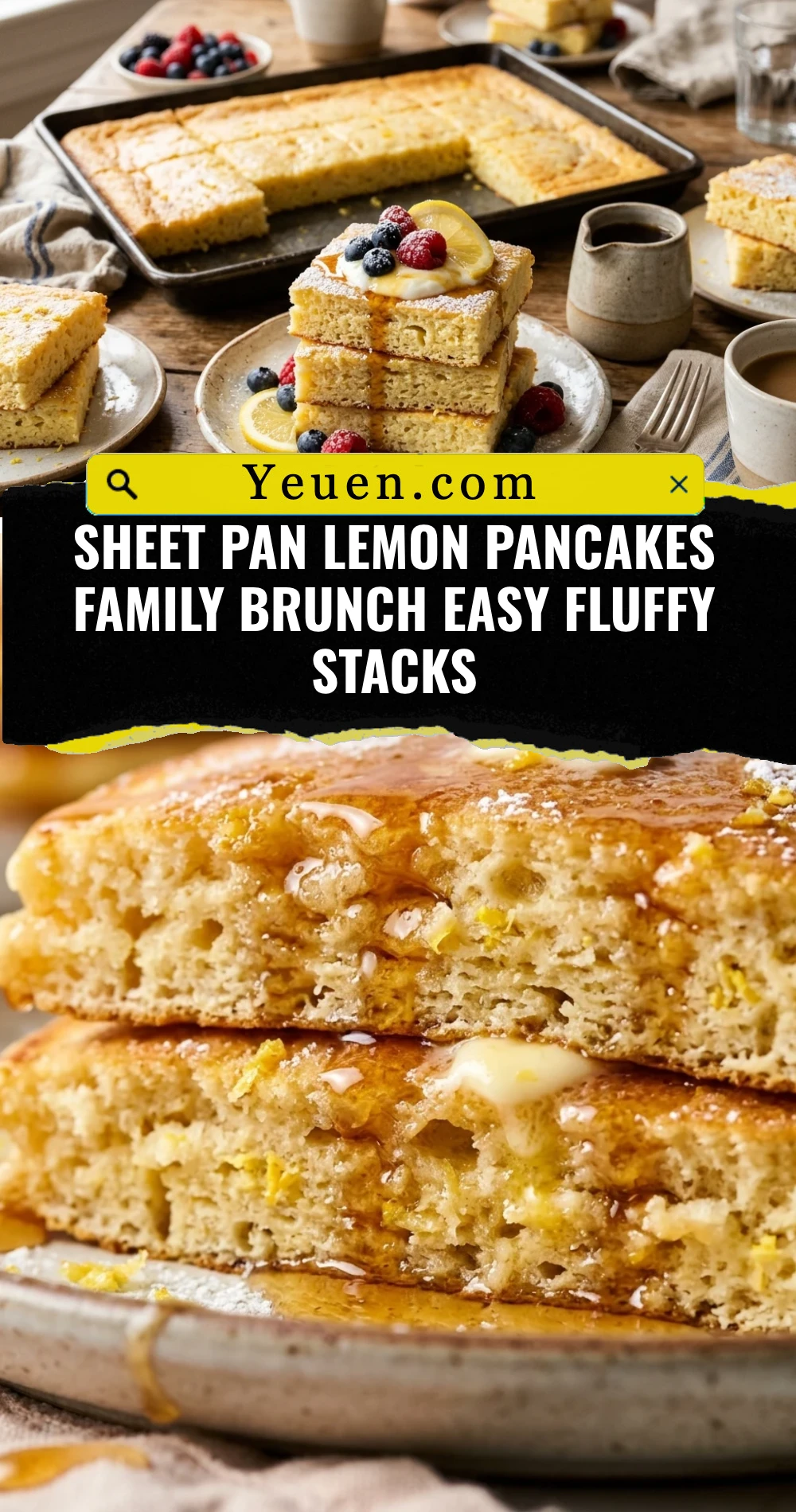 Sheet Pan Lemon Pancakes Family Brunch Easy Fluffy Stacks