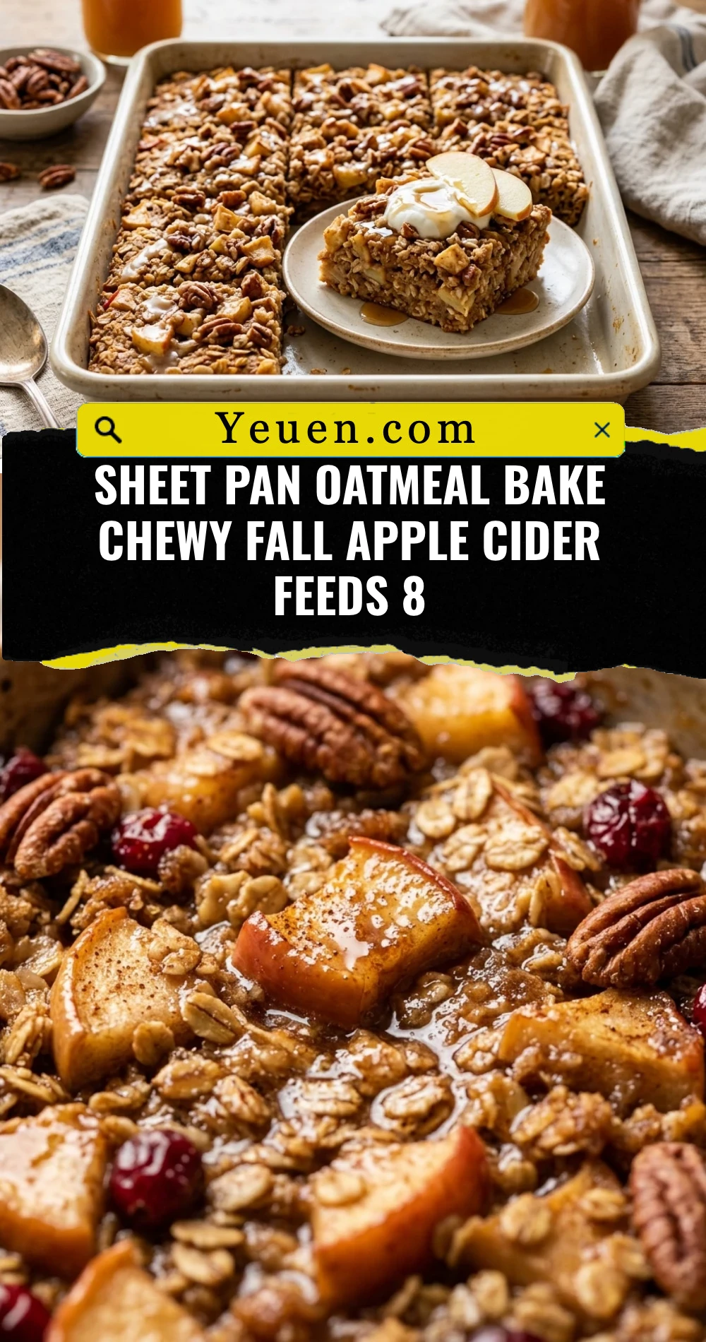 Sheet Pan Oatmeal Bake Chewy Fall Apple Cider Feeds 8