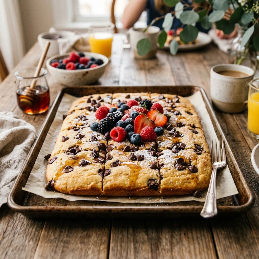 Sheet Pan Pancakes Chocolate Chip Family Brunch