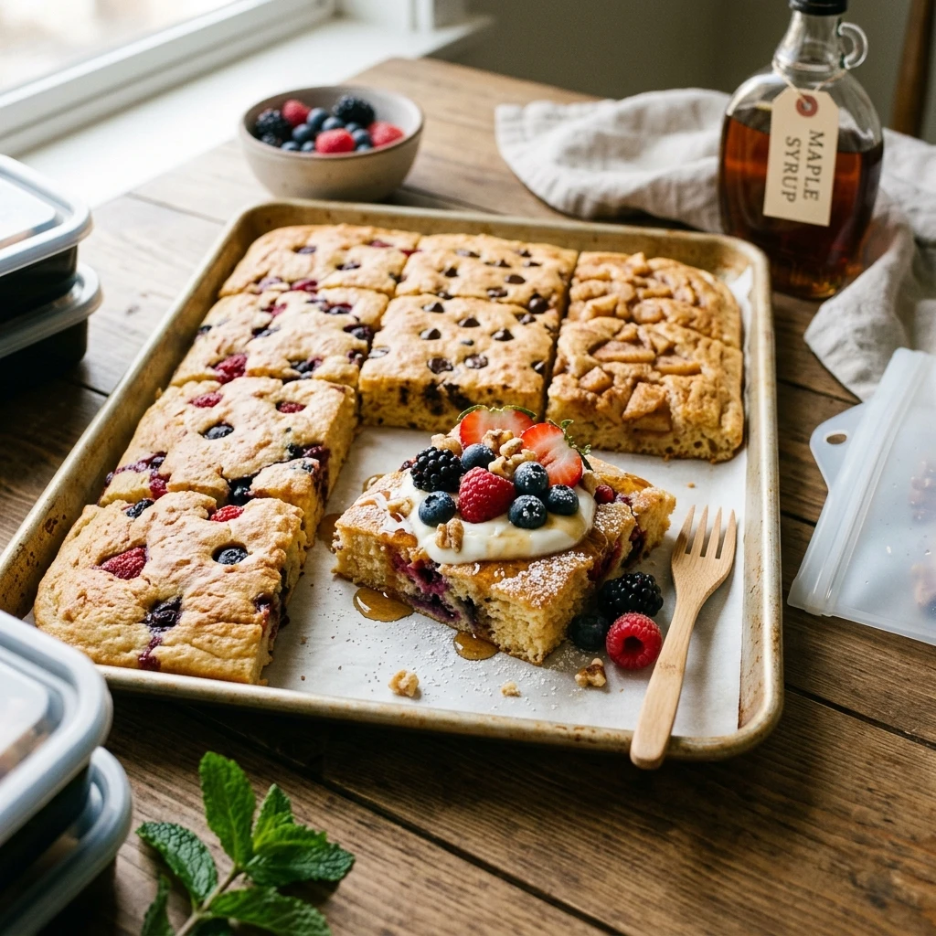 Sheet Pan Pancakes Meal Prep Freezer Friendly