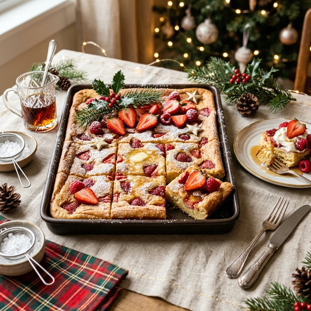 Sheet Pan Pancakes Strawberry Christmas Easy Make Ahead Feed Crowd
