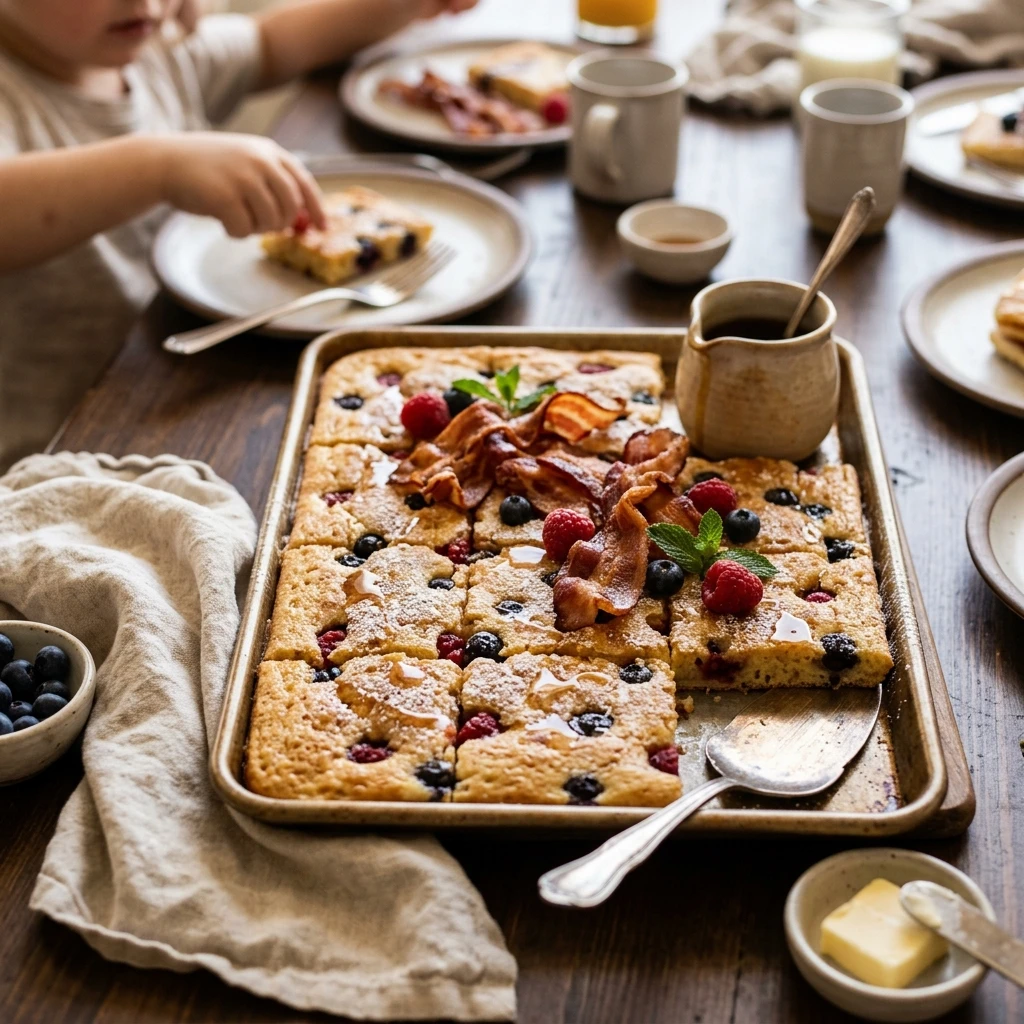 Sheet Pan Pancakes With Bacon Family Brunch