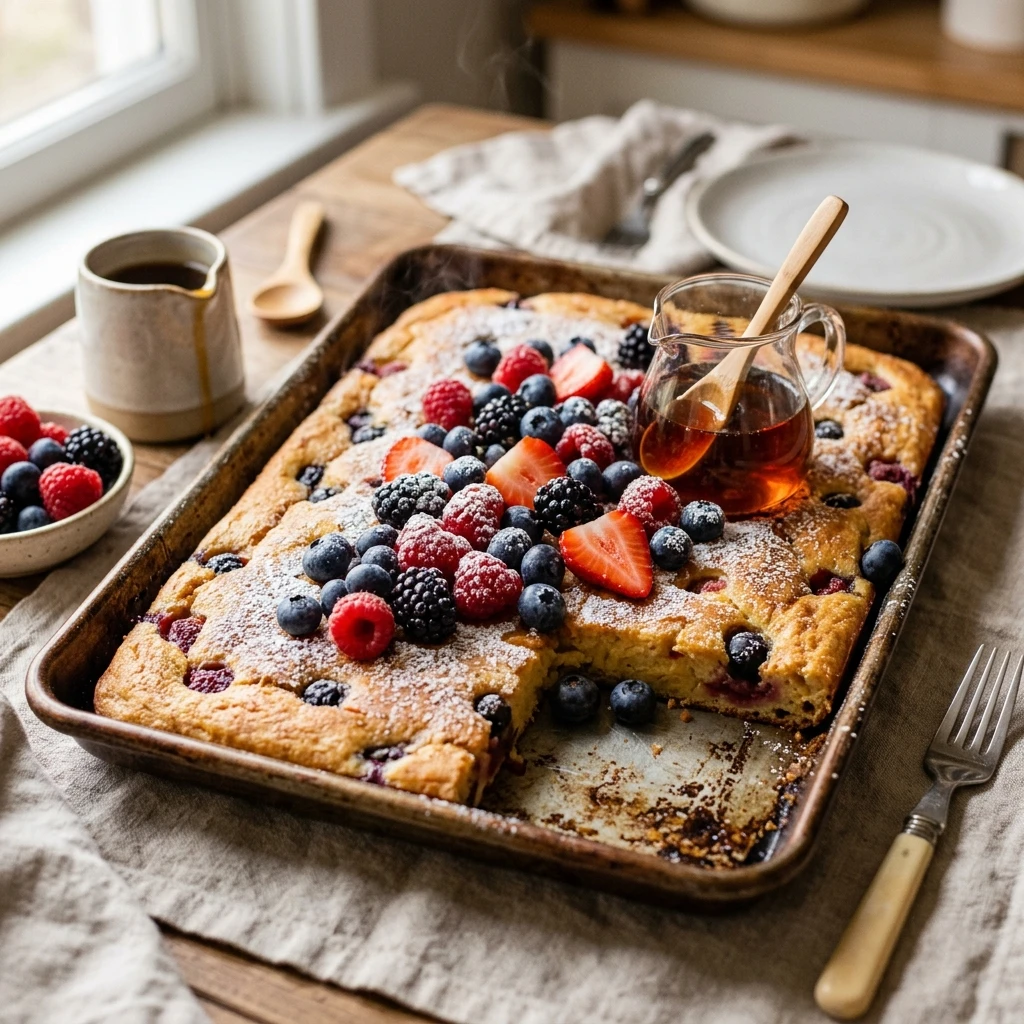 Sheet Pan Pancakes With Berries Brunch Easy