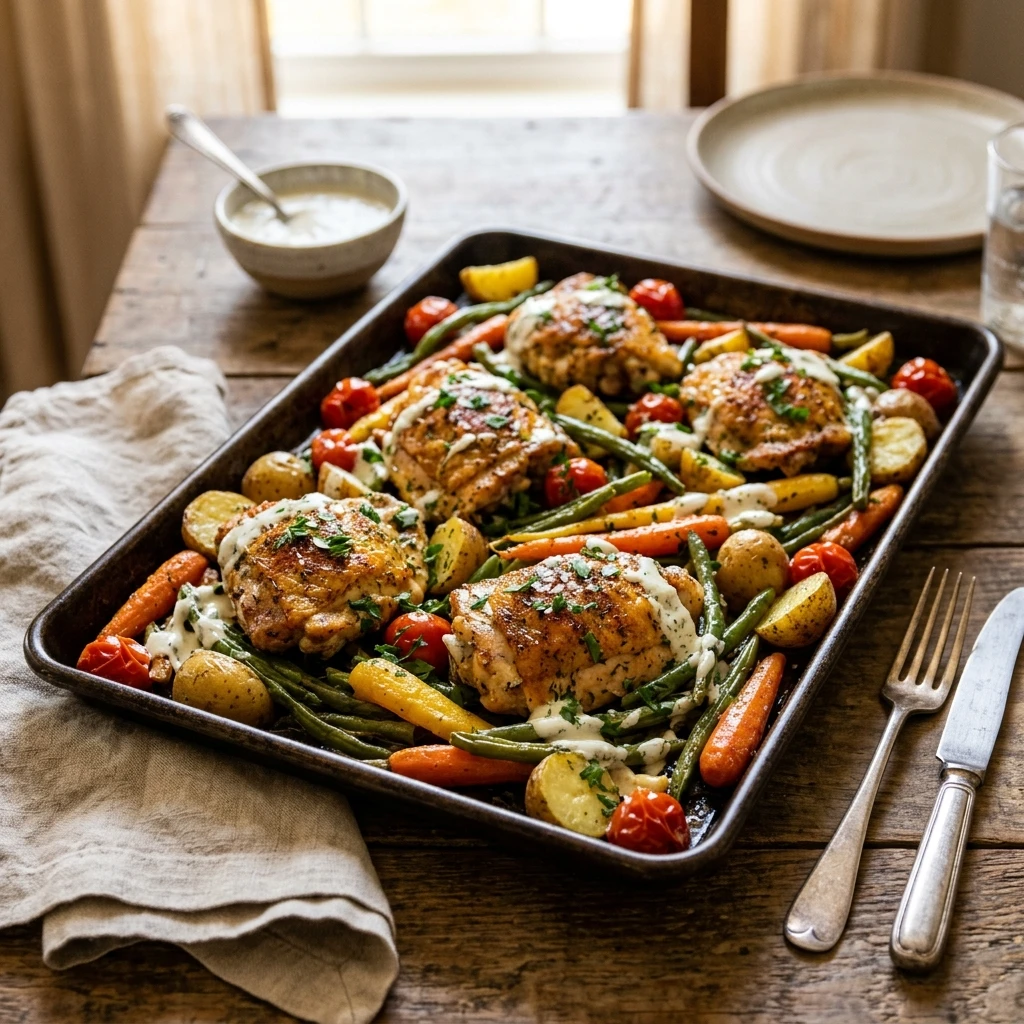 Sheet Pan Ranch Chicken Dinner One Pan Easy 20 Min Family